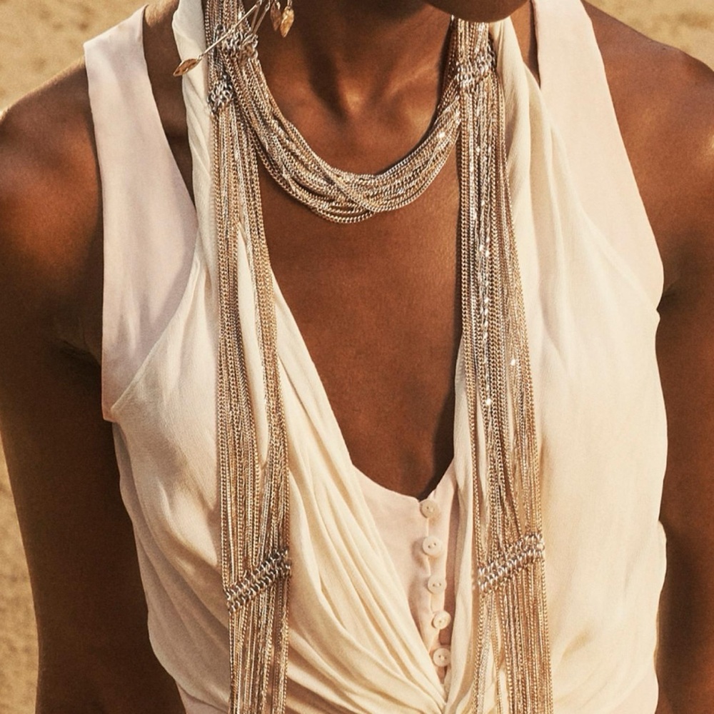 ❤️ Silver x Gold Chain Mail Scarf Necklace - Picture 6 of 6